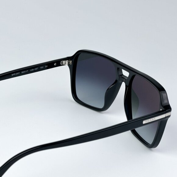 Prada PR20YS 1AB06T BRAND NEW Sunglasses Black Grey Unisex Pilot main image 4